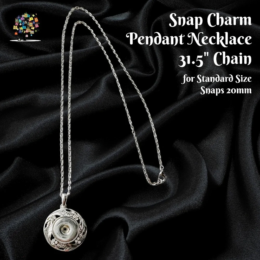 Snap Charm Pendant Necklace includes 31.5” Metal Chain for Standard Size Snaps - Picture 1 of 5